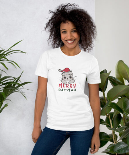 Merry Catmas Unisex T-Shirt – Cute Christmas Cat Shirt Gift